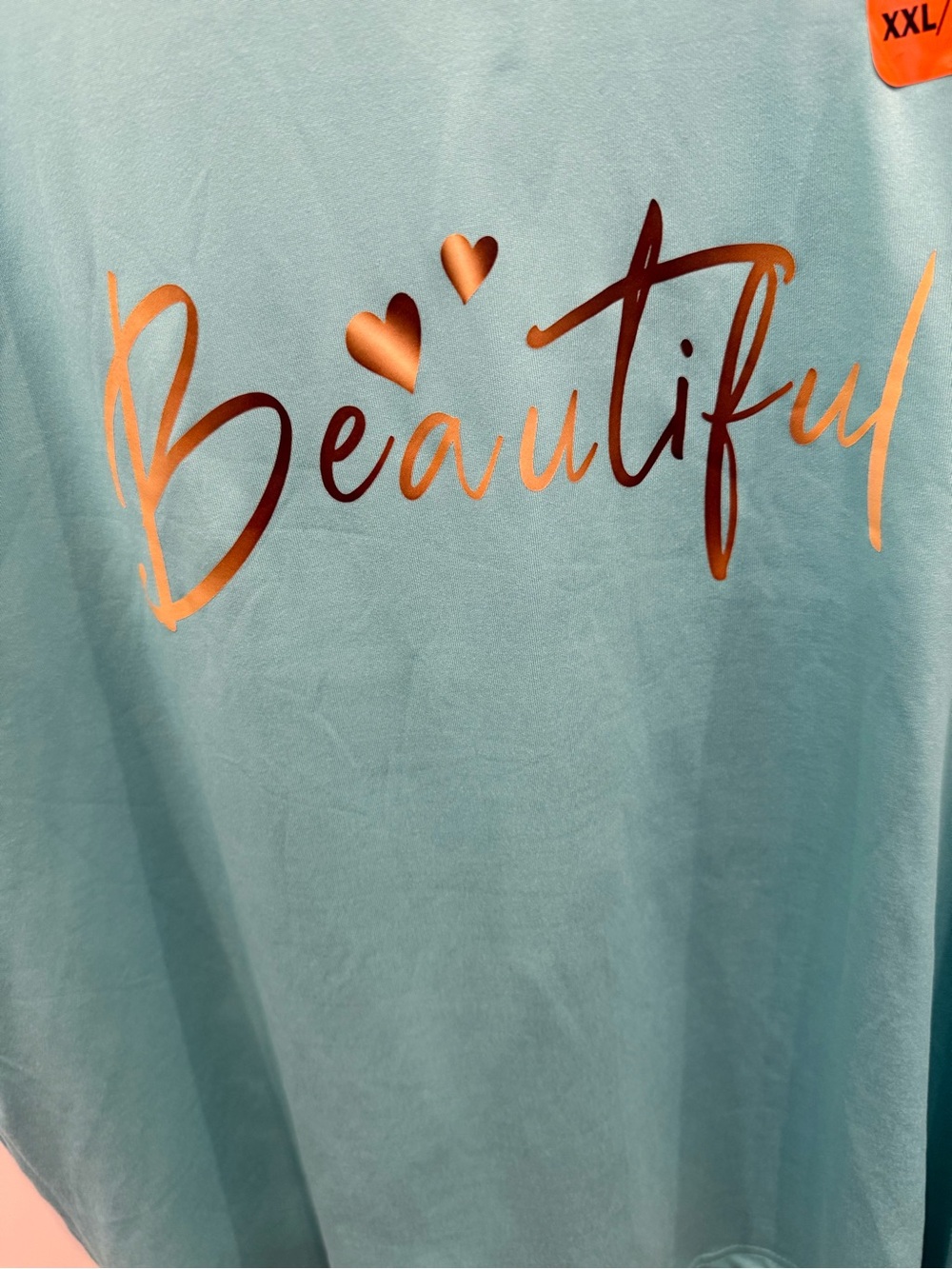 Turquoise Graphic Tee with Gold Script - Picture 3 of 5